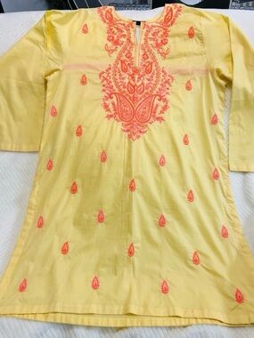 Pakistani embroidered summer cotton (lown) shirt.Size XL